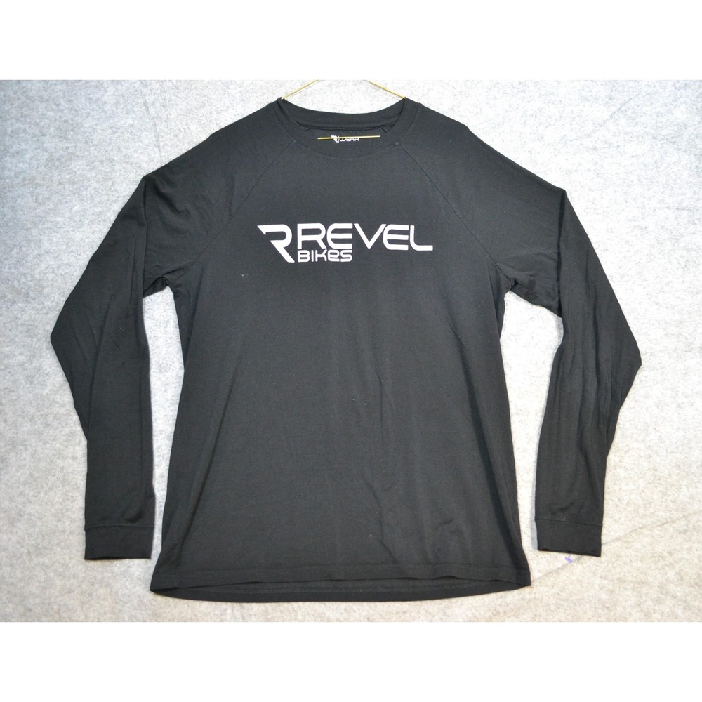 Revel Merino Shirt Mens L Black Wool Long Sleeve Raglan Logo Cycling Top bike